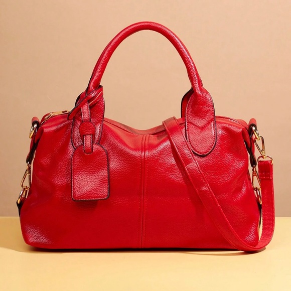 🆕 Faux Leather Top Handle Crossbody Handbag - Picture 1 of 7